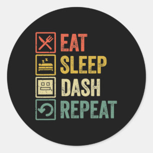 Eten Slapen Dashing Herhalen Video Game Geometrie Ronde Sticker