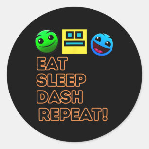 Eten Slapen Dashing Herhalen Video Game Geometrie Ronde Sticker