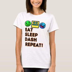Eten Slapen Dashing Herhalen Videospel Geometrie V T-shirt