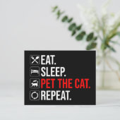 Eten. Slapen. De Kat Aaien. Herhalen Briefkaart (Staand voorkant)