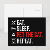 Eten. Slapen. De Kat Aaien. Herhalen Briefkaart (Voorkant / Achterkant)