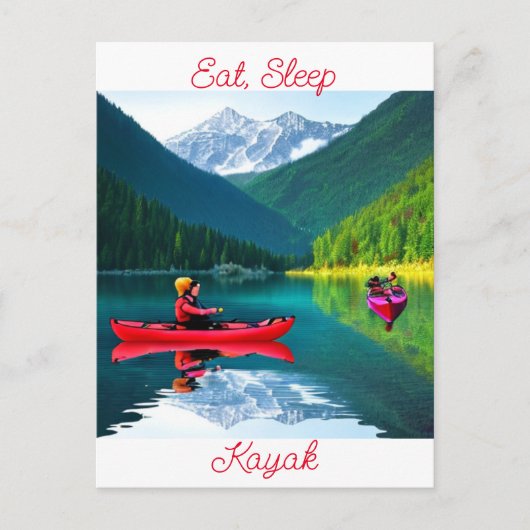 Eten, slapen en kajak | Contact houden Briefkaart (Voorkant)