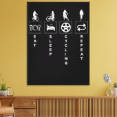 Eten Slapen Fietsen Herhalen Canvas Afdruk (Insitu (Woonkamer))