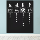 Eten Slapen Fietsen Herhalen Canvas Afdruk (Insitu (Houten vloer))