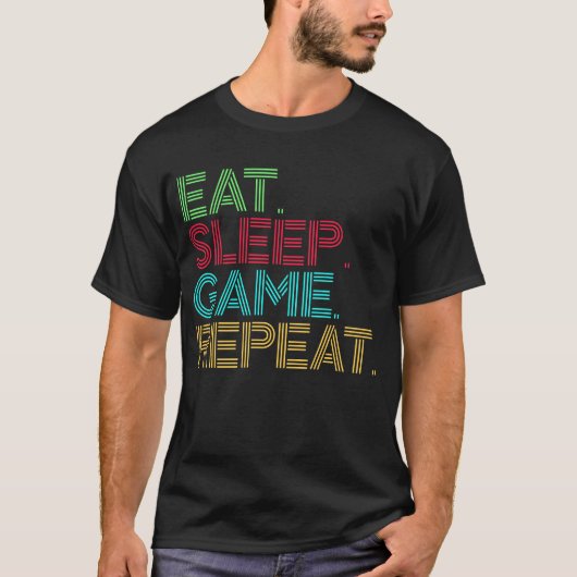 Eten Slapen Game Herhalen Grappig T-shirt (Voorkant)