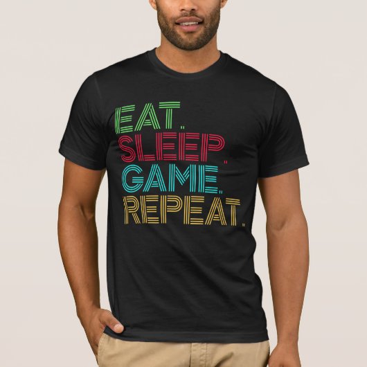 Eten Slapen Game Herhalen Grappig T-shirt (Voorkant)