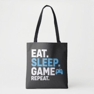 Eten Slapen Game Herhalen Grappige Gamer Citaat On Tote Bag