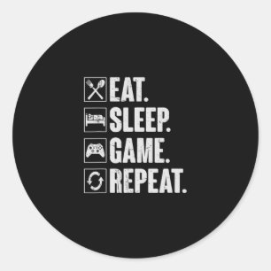Eten Slapen Game Herhalen Grappige Video Game Gesc Ronde Sticker