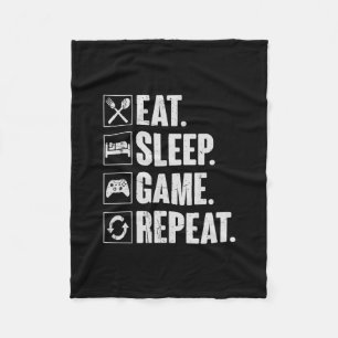 Eten Slapen Game Herhalen Grappige Video Gamer Cad Fleece Deken