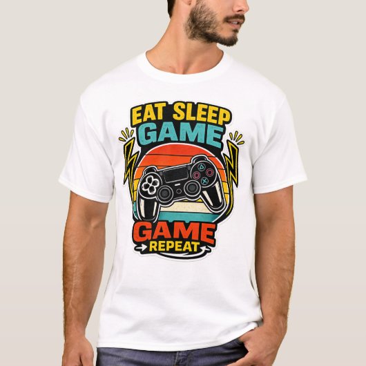 Eten Slapen Game Herhalen Retro Controller T-shirt (Voorkant)