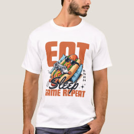 Eten, slapen, gamen, herhalen t-shirt