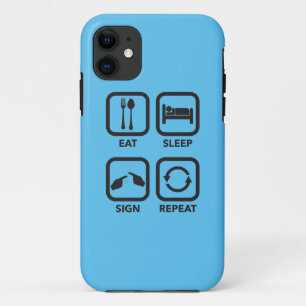 Eten. Slapen. Gebaren. Herhalen. ASL telefoonhoe Case-Mate iPhone Case