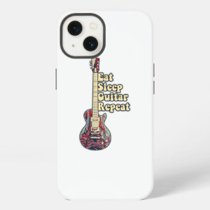 Eten slapen gitaar herhalen. Kleurrijke vintage gi iPhone 13 Hoesje