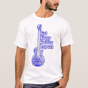 Eten slapen gitaar herhalen. vintage blauwe gitaar t-shirt