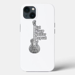 Eten slapen gitaar herhalen. vintage zwart en wit Case-Mate iPhone case
