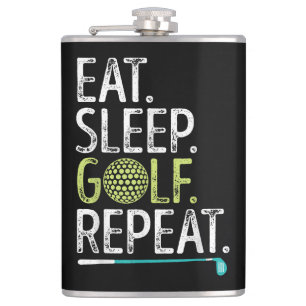 Eten Slapen Golf Herhalen Golfen Golfer Grappig Ma Heupfles