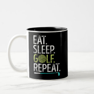 Eten Slapen Golf Herhalen Golfen Golfer Grappig Ma Tweekleurige Koffiemok