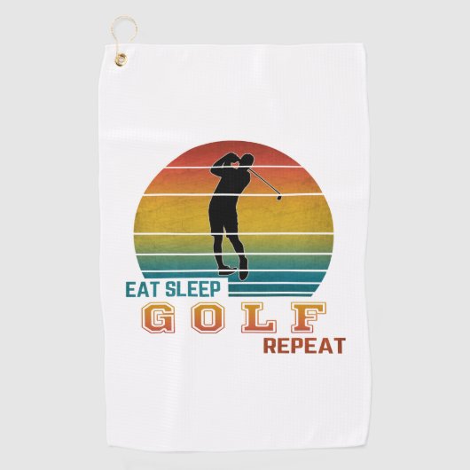 Eten Slapen Golf Herhalen Golfhanddoek (Voorkant)