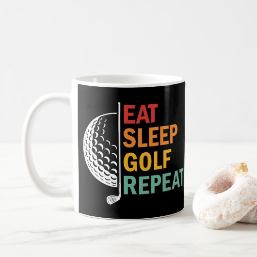 Eten Slapen Golf Herhalen Koffiemok (Met donut)