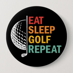 Eten Slapen Golf Herhalen Ronde Button 4,0 Cm