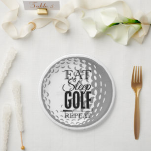 Eten,Slapen, Golfen, Herhalen Papieren Bordje