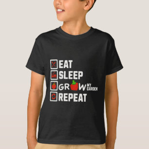 Eten Slapen Groei Mijn Tuin Herhaal Jongens Meisje T-shirt