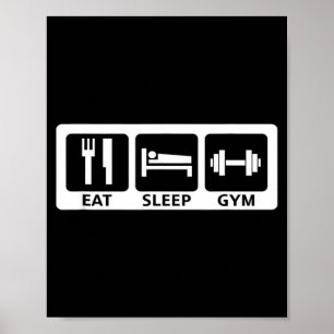 Eten Slapen Gym Fitness Trainer Workout Cadeau Poster