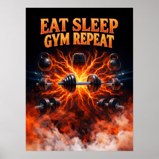 Eten Slapen Gym Herhalen Kunst Poster