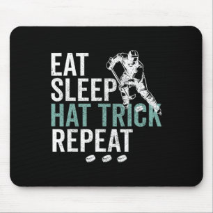 Eten Slapen Hat Trick Herhalen Cool IJshockey Puck Muismat