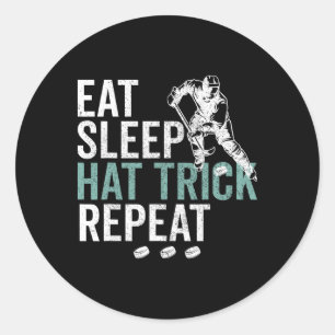 Eten Slapen Hat Trick Herhalen Cool IJshockey Puck Ronde Sticker