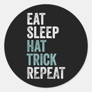 Eten Slapen Hat Trick Herhalen Grappig Voetbal Hoc Ronde Sticker