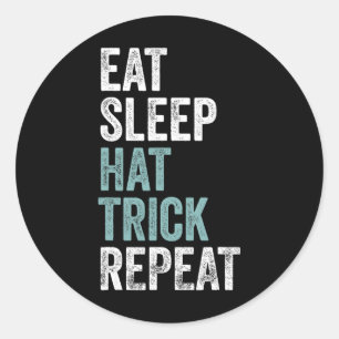 Eten Slapen Hat Trick Herhalen Grappig Voetbal Hoc Ronde Sticker