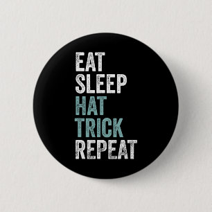Eten Slapen Hattrick Herhalen Grappig Voetbal Hock Ronde Button 5,7 Cm