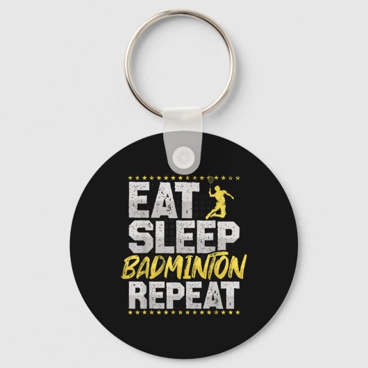 Eten Slapen Herhalen Badminton Hobby Shuttle Sleutelhanger (Voorkant)