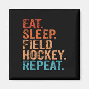 Eten Slapen Hockey Herhalen Grappig Vintage Retro Magneet