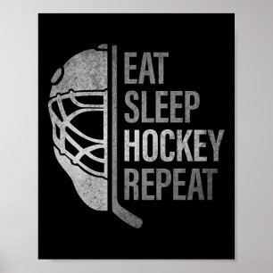 Eten Slapen Hockey Herhalen Grappige IJshockeyspel Poster