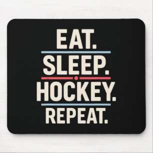 Eten Slapen Hockey Herhalen Grappige Speler Fan Qu Muismat
