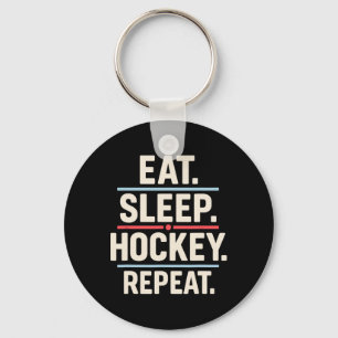 Eten Slapen Hockey Herhalen Grappige Speler Fan Qu Sleutelhanger