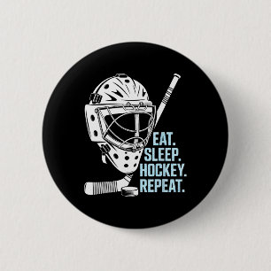 Eten Slapen Hockey Herhalen Hockey Masker Stok Spo Ronde Button 5,7 Cm