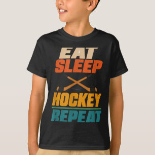 Eten slapen hockey herhalen hockey spelers ijshock t-shirt