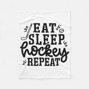 Eten Slapen Hockey Herhalen IJshockey Veldhockey C Fleece Deken