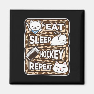 Eten Slapen Hockey Herhalen Jongens Meisjes Kinder Magneet