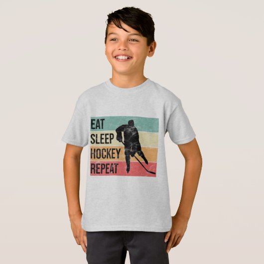 Eten, Slapen, Hockey, Herhalen - Kinder T-shirt (Voorkant volledig)