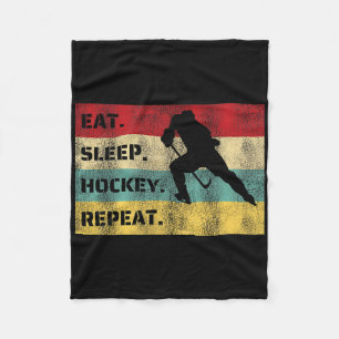 Eten Slapen Hockey Herhalen Sportspeler Ontwerp Co Fleece Deken