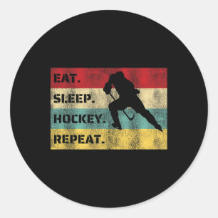 Eten Slapen Hockey Herhalen Sportspeler Ontwerp Co Ronde Sticker