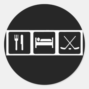 Eten, slapen, hockey ronde sticker