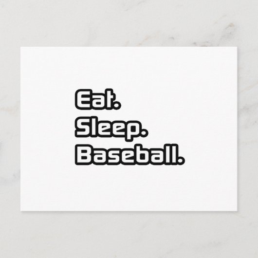 Eten. Slapen. Honkbal. Briefkaart (Voorkant)
