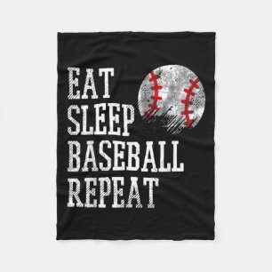 Eten Slapen Honkbal Herhaal Coach Team Speler Mann Fleece Deken