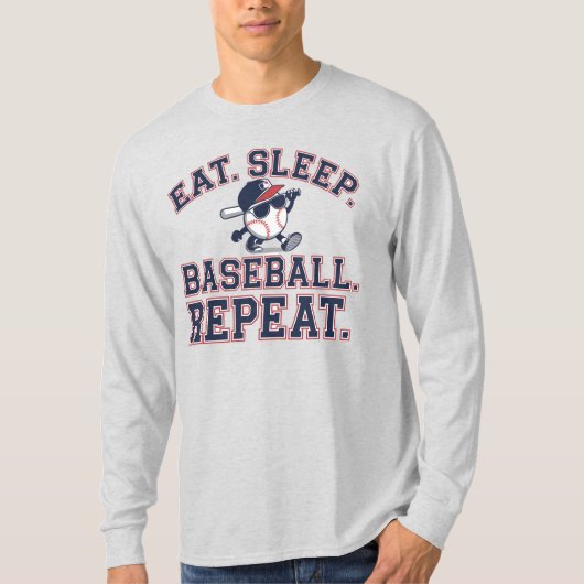 Eten. Slapen. Honkbal. Herhalen T-shirt (Voorkant)
