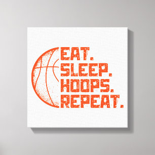 Eten Slapen Hoops Herhalen Basketbal Grappige Cita Canvas Afdruk